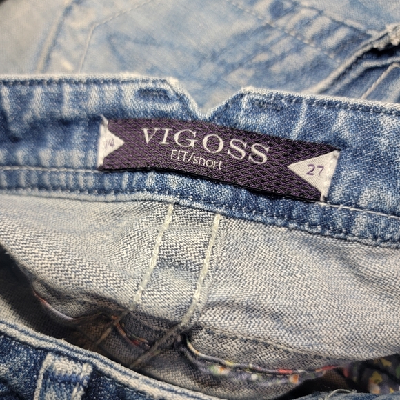 VIGOSS The New York Denim Jean Shorts Size 27 Flap Pocket Thick Stitch Y2K - Picture 6 of 7